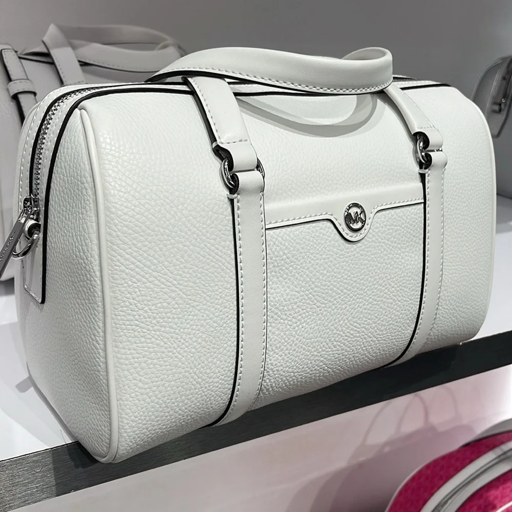 MICHAEL KORS JST TRAVEL MD DUFFLE SATCHEL SHOULDER CROSSBODY BAG MK  OPTIC WHITE